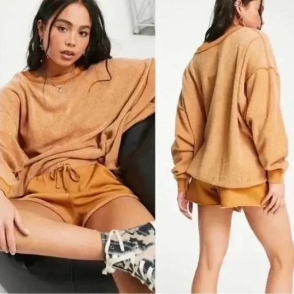 SOLD OUT❤️Free People Tie Dyed White, Pink, Gray Super Soft Sweater & Shorts Set - Picture 8 of 9